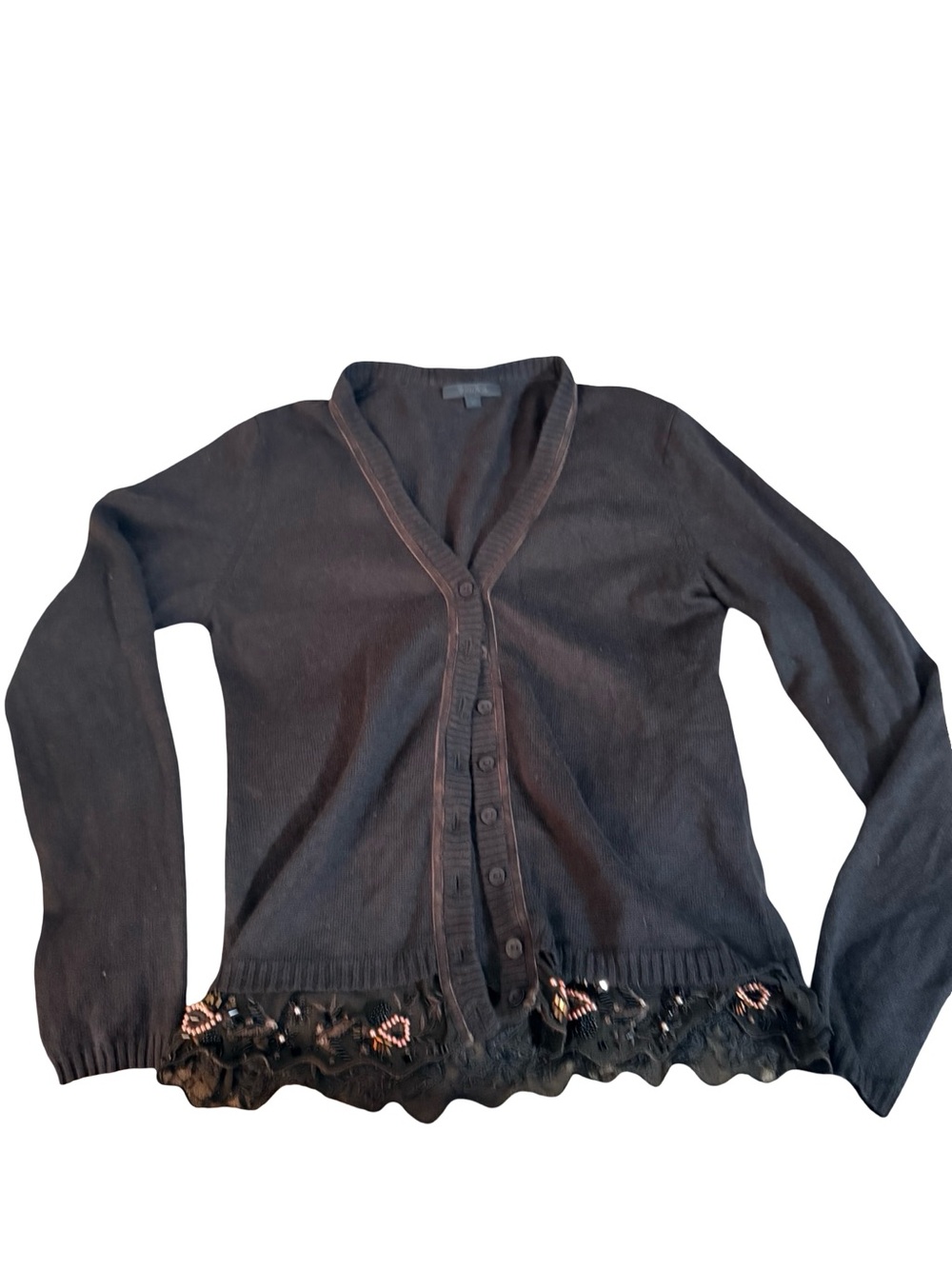 Voltre Nom brown wool and silk -Hem Button Cardigan Sweater